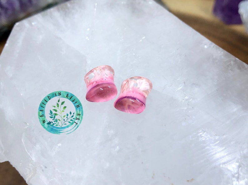 Resin Gauges 6mm Spade Plug Earrings Pink 6mm Ear Gauges Body jewelry- body mod FREE SHIPPING