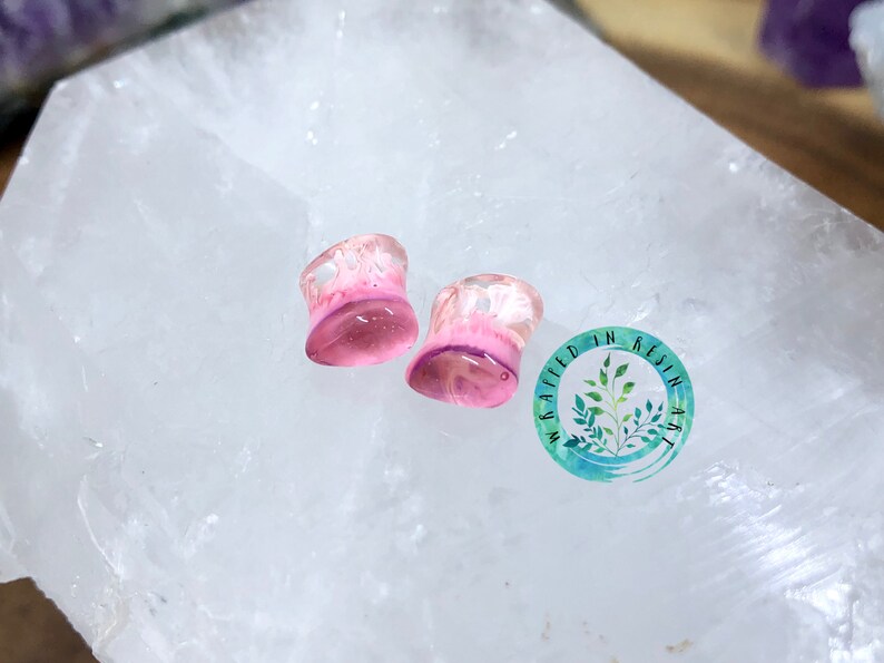 Resin Gauges 6mm Spade Plug Earrings Pink 6mm Ear Gauges Body jewelry- body mod FREE SHIPPING