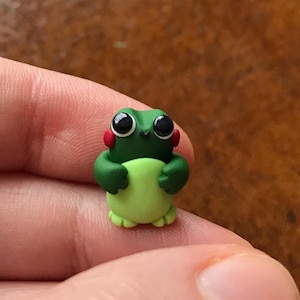Cute frog miniature, polymer clay frog sculpture