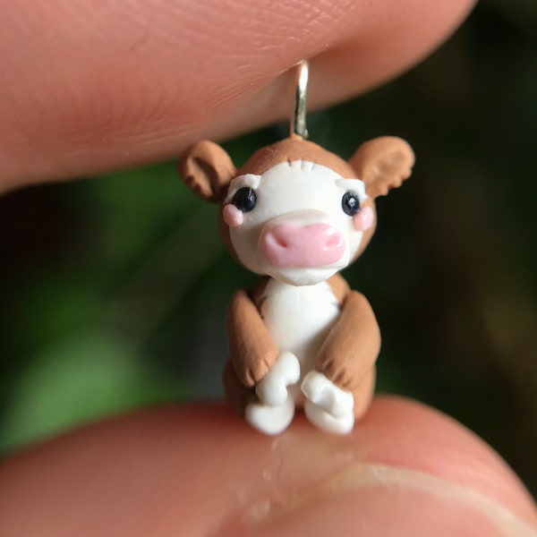 Hereford cow pendant, farm girl jewelry charm, cattle art