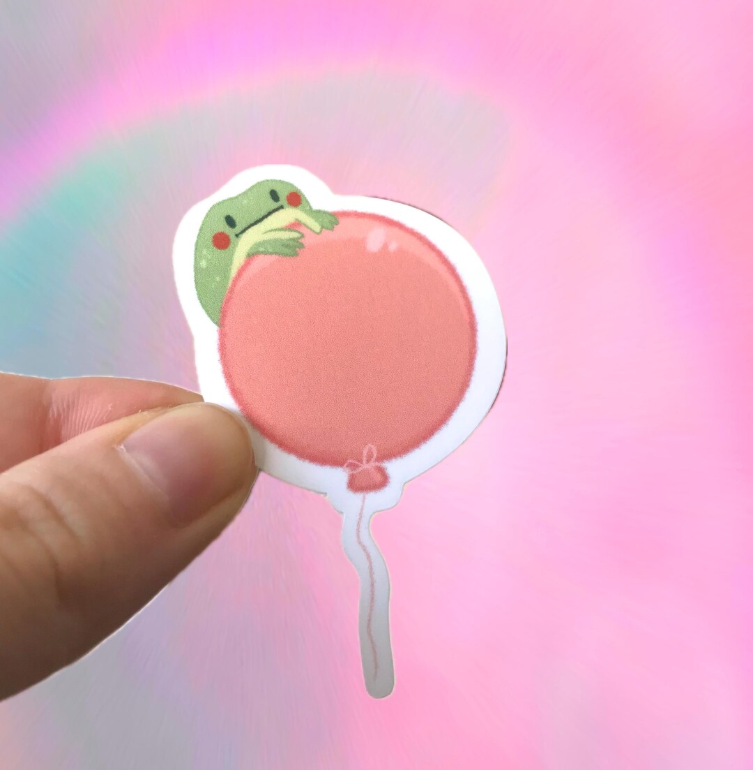 Frog on a Balloon, Die Cut Waterproof Vinyl Sticker - Etsy
