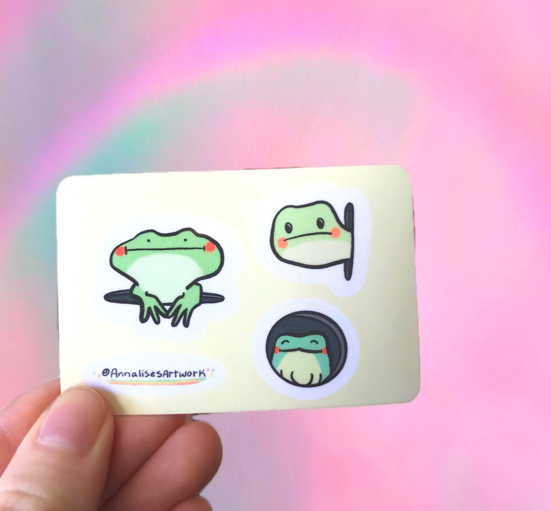 Mini Frogs Sticker Sheet, Silly Frog Drawings, Vinyl Waterproof - Etsy