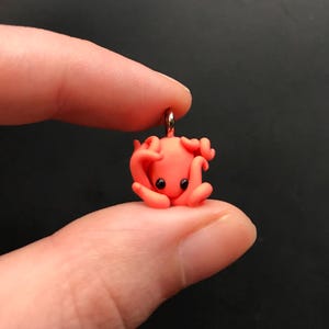 Orange octopus charm, miniature wearable clay art keychain, aquatic life gift, cute animal accessory