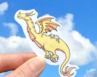 Dragon Rider cat sticker, vinyl waterproof, fantasy kitty