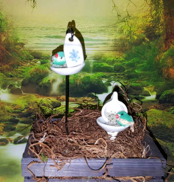Miniature Dollhouse Fairy Garden Bird Feeder Etsy