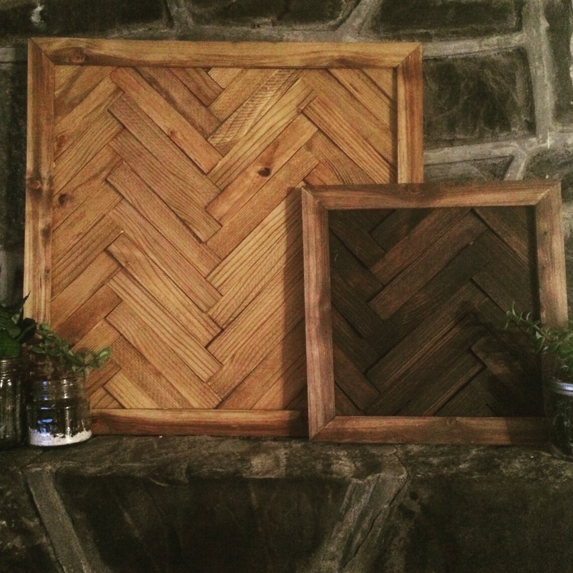 Herringbone Wood Wall Art Etsy