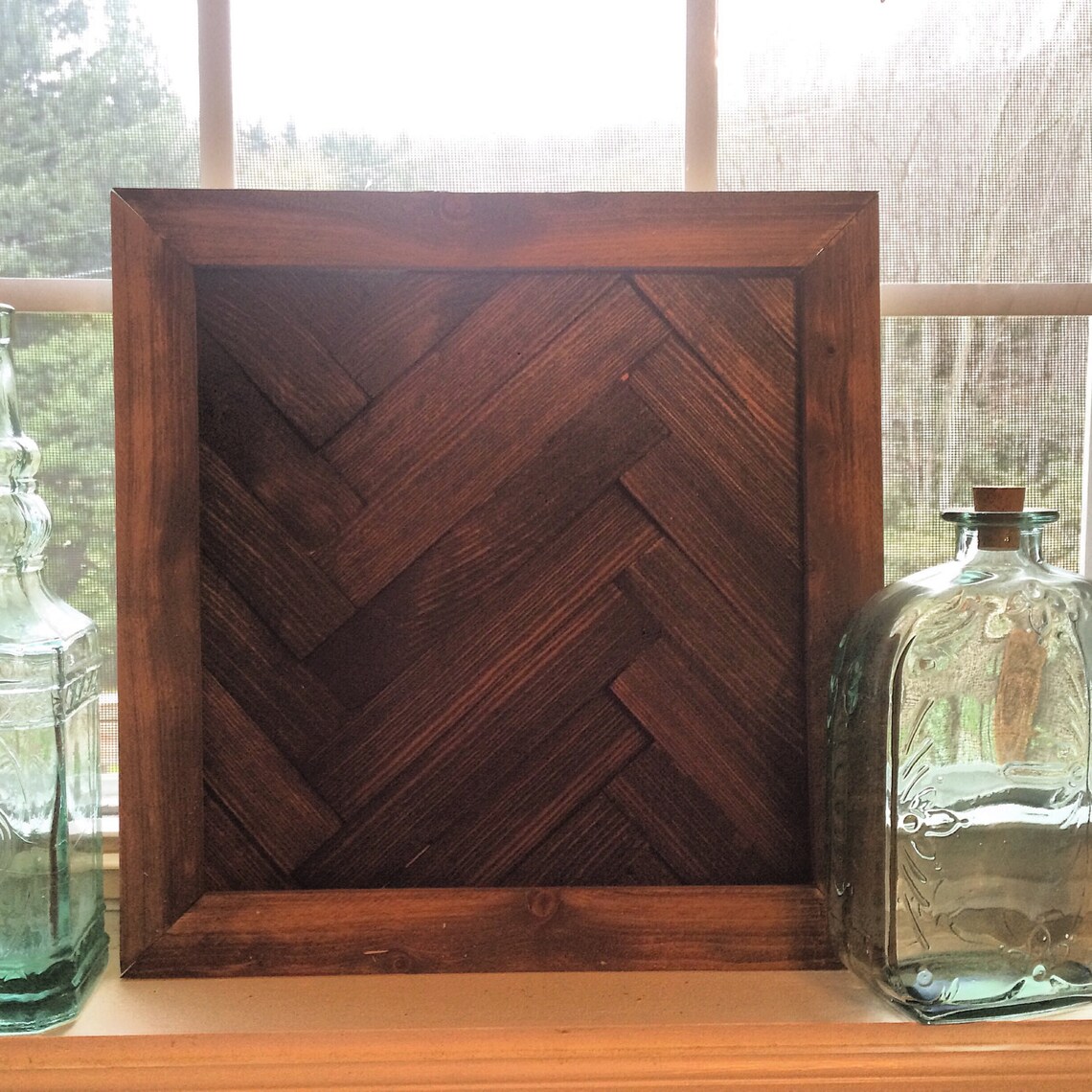 Herringbone Wood Wall Art Etsy