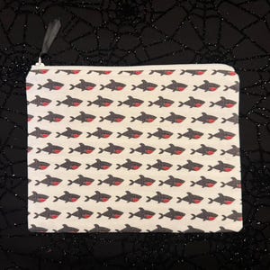 Shark Zipper Pouch Sharks Coin Purse Makeup Holder Toiletries Accessory Quirky Nerd Geek Animal Stripes Funky Fun Gag Gift Bag