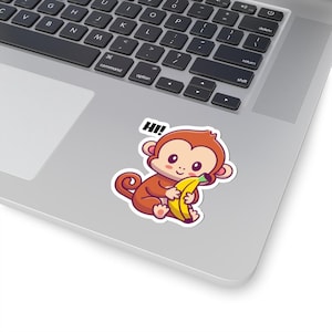 Cute Monkey Kiss-Cut Stickers, Fun Decor for Laptops, Kid&#39;s Party Favors, Scrapbooking, Gift Wrapping Supplies, Cute Animal Stationery