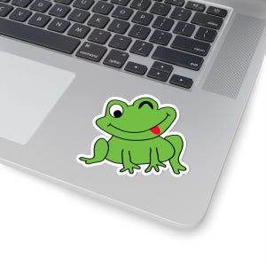 Playful Frog Kiss-Cut Stickers | Cute Frog Sticker, Laptop Decal, Water Bottle Decor, Fun Gift, Kid-Friendly, Frog Tongue