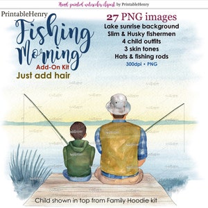 Fundo de doca de pesca à beira do lago pai masculino avô criança retrato personalizado criador ilustração png, complemento para kit de clipart personalizado para crianças