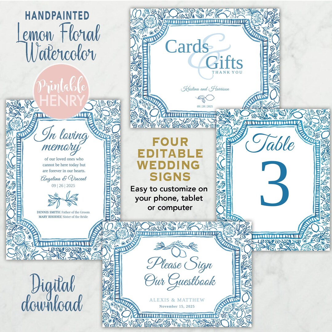 Wedding Signs Editable Template Table Sign, Cards and Gifts, Loving ...