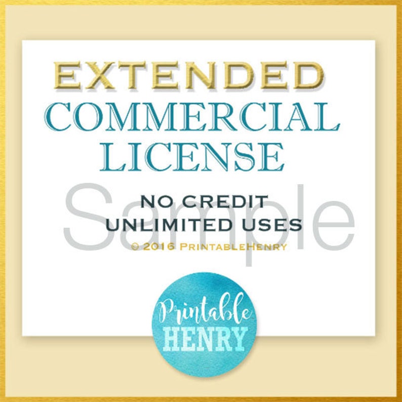 One 1 Extended Commercial Use License / PrintableHenry Unlimited unit sales image 1