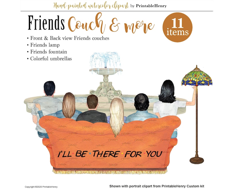 Friends couch scene clip art lamp fountain clipart umbrella Etsy