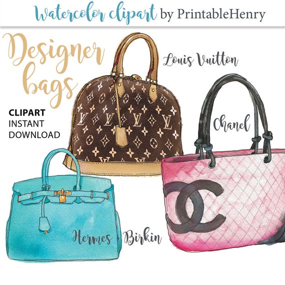 Handbag clipart Louis Vuitton Chanel Fashion illustration | Etsy