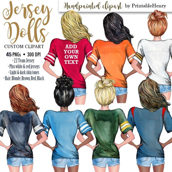 Jersey Girl Best Friend Clipart Customizable Clipart Messy Bun Etsy
