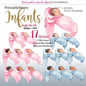 Baby Aquarell Clipart Neugeborene Jungen und Mädchen, tan, blass, braune Hauttöne Schwangere Mütter Mama Geburt benutzerdefinierte Png Portrait Schöpfer