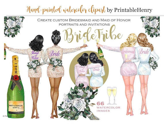 Download Bridesmaid Clipart Commercial License Watercolor Wedding Png Etsy
