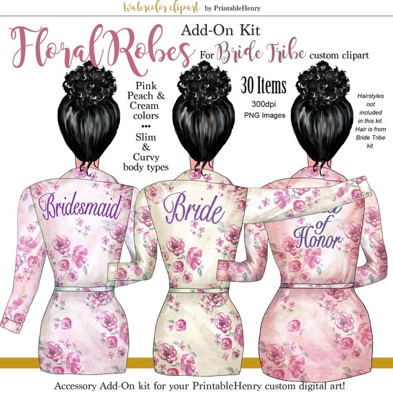 Bridesmaid Floral Robes Customizable Clipart Proposal Clipart Etsy