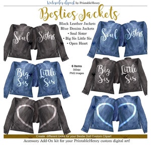 Seelenschwester Jacke Clipart große Sis kleine Sis Aquarell PNG Designs, Mädchen-Mode-Illustration Printable Henry