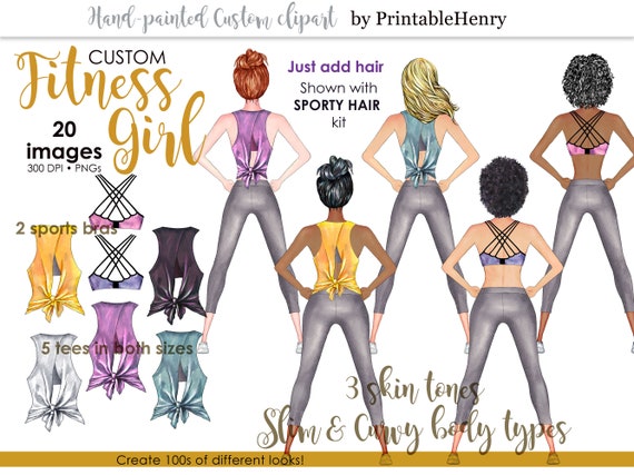 Fitness Girl Custom Clipart Workout Girl Graphics Gym Girl Etsy