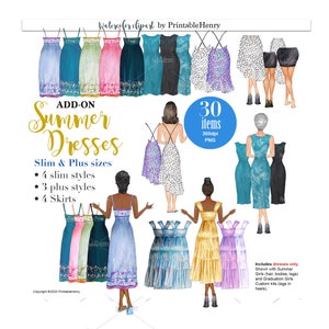 Sommerkleider Clipart Damen Clipart beste Freunde Mädchen Kleidung Clipart Sublimation Becher Kunst Röcke benutzerdefinierte Porträt Schöpfer Printable Henry