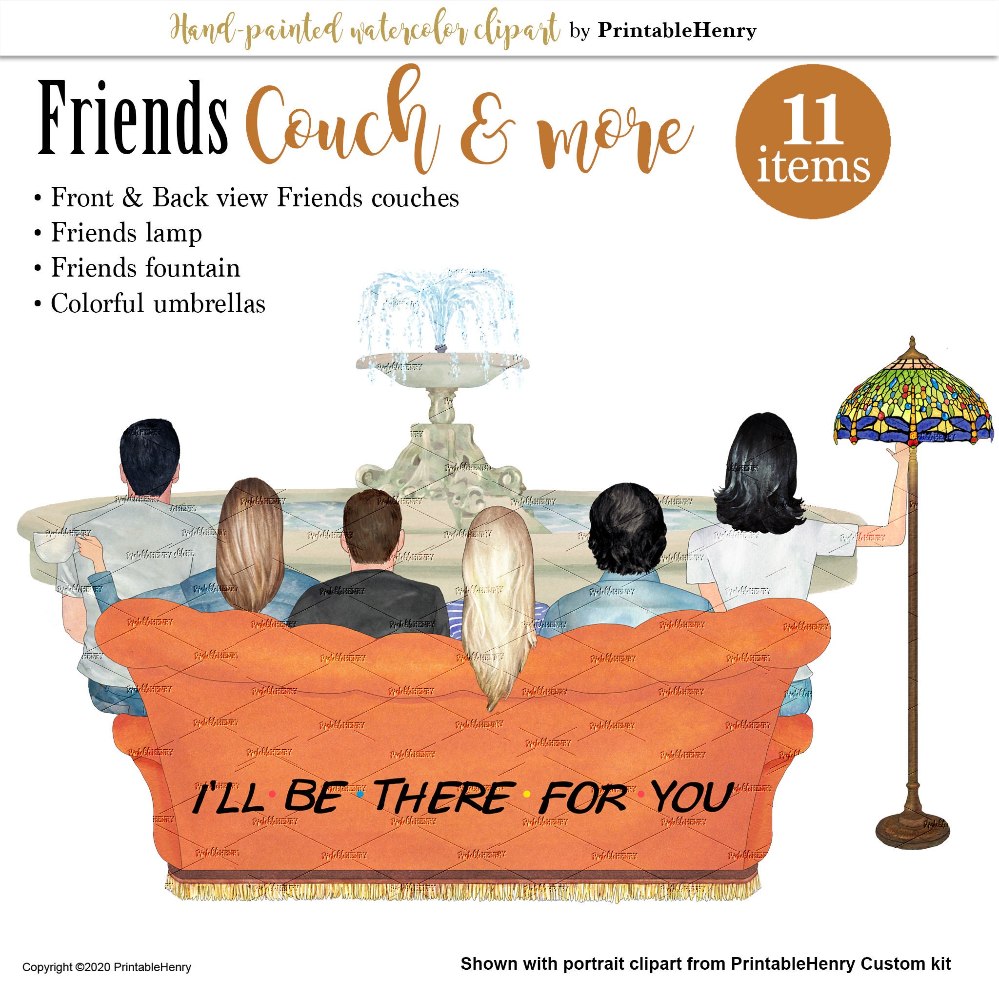 Friends Sofa Clipart Scene Background Png Elements Stained - Etsy Norway