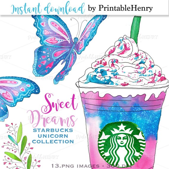 Cute Unicorn Clipart Starbucks Drink Planner Graphics Cute Unicorn Clipart Starbucks Drink Planner Graphics