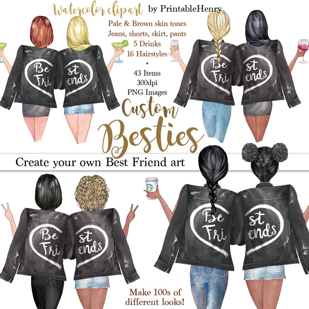 Download Best friends customizable clipart BFF soul sister gift custom | Etsy