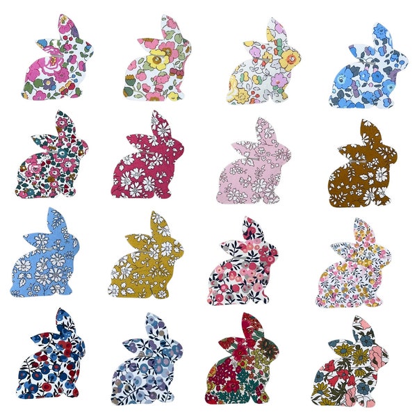 Liberty Print Applique Iron On Easter Bunnies in 16 prints and 3 sizes