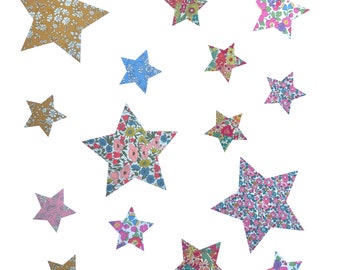 Liberty Print Applique Iron On Stars in 16 prints