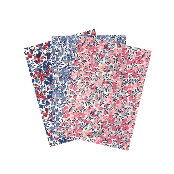 Feuilles adhésives Liberty Print Wiltshire A6, A5 ou A4 en 3 couleurs