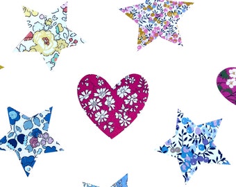 Liberty Print Wall Stickers Hearts and Stars