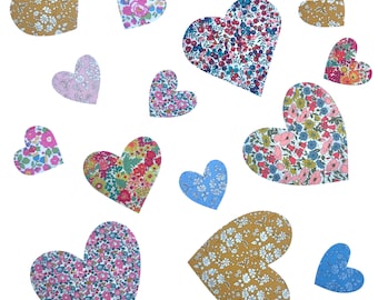 Liberty Print Applique Iron On Hearts