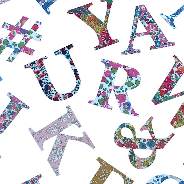 Liberty Print Applique 11cm Iron On Capital Letters Applique Letters pour personnalisation en 9 impressions