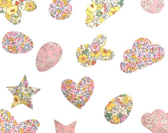 Liberty Print Applique Shapes/ Iron On/  Bunny/ Easter Egg/ Bird/ Butterfly/ Heart/ Star/ Cloud/ Betsy/ Wiltshire/ Capel