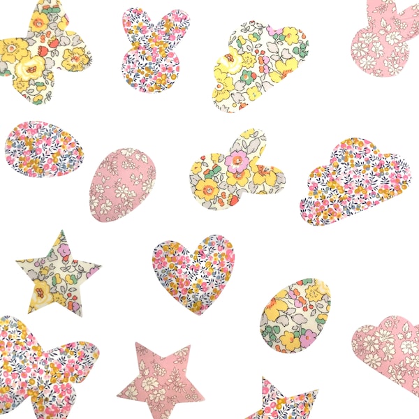 Liberty Print Applique Shapes/ Iron On/  Bunny/ Easter Egg/ Bird/ Butterfly/ Heart/ Star/ Cloud/ Betsy/ Wiltshire/ Capel