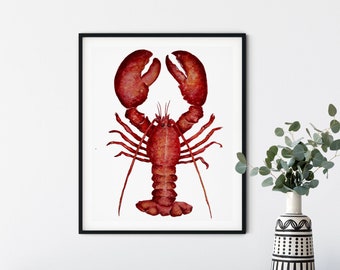 Lobster Art Print, Red Lobster Print, maine Lobster Print