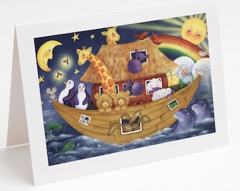 Noah&#39;s Ark Blank Note Card, 4.25&quot;x5.5&quot; Notecard with Envelope, Noah&#39;s Ark Greeting Card