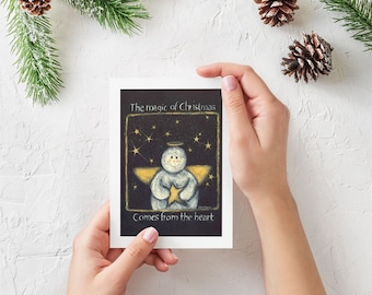 Snowman Blank Note Card, Card with Envelope, Christmas Snowman Card, Christmas Stationery