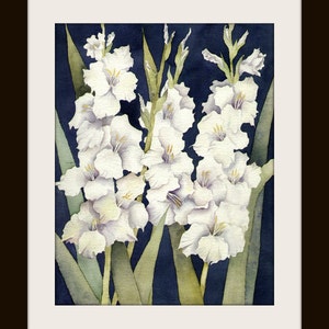 Gladiolus Watercolor Painting, White Gladiolus Art print for home decor wall art image 5