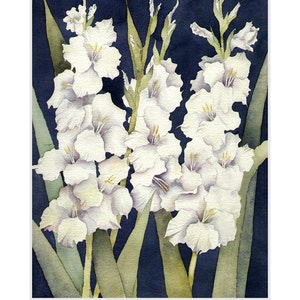 Gladiolus Watercolor Painting, White Gladiolus Art print for home decor wall art image 8