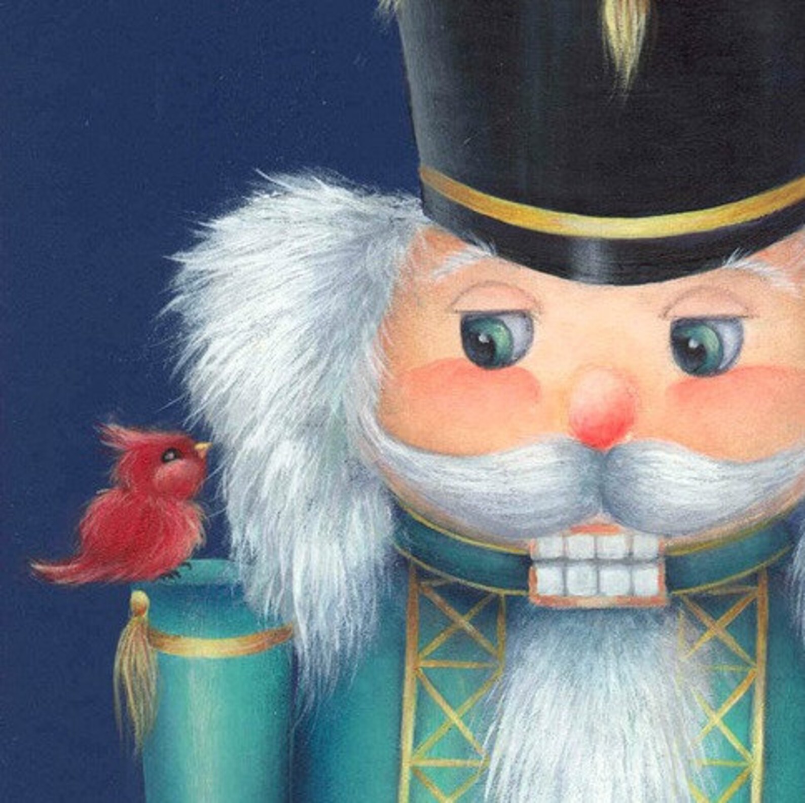 Nutcracker With Bird Nutcracker Painting Nutcracker Art Red Etsy