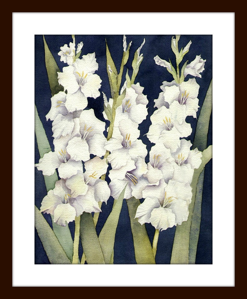 Gladiolus Watercolor Painting, White Gladiolus Art print for home decor wall art image 9