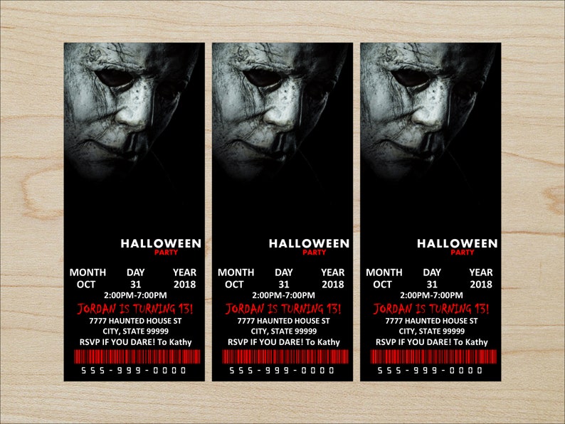Halloween Movie Ticket Invitation Halloween Movie Party Etsy
