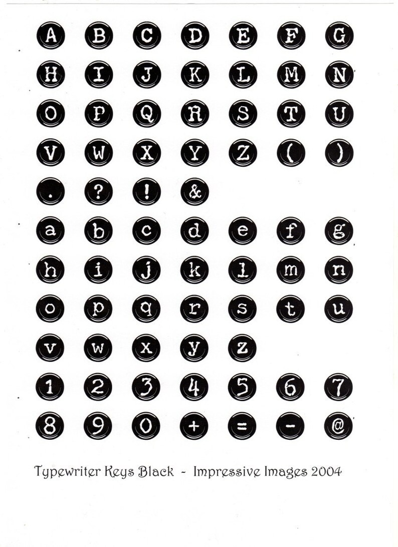 Typewriter Keys Black Impression Unmounted Rubber Stamps Etsy