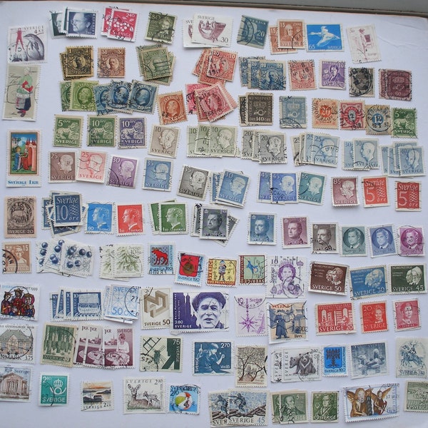 Suecia Sellos postales 135 más diferentes utilizados con duplicaciones #1807a