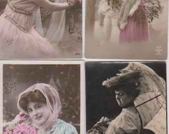 Postcards(4) Pictures of Edwardian and George V Ladies -#2080c