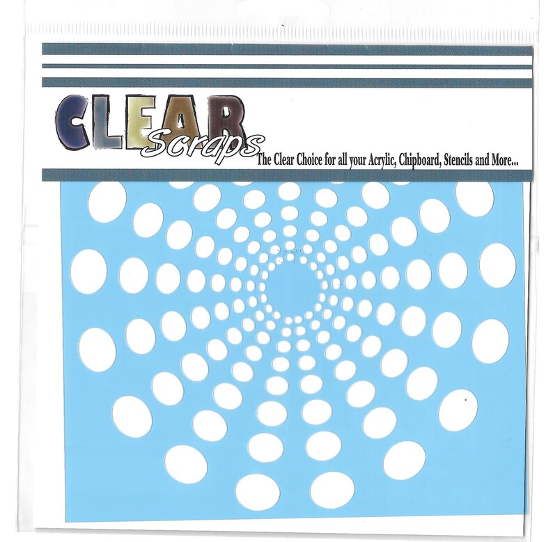 Stencil 6 x 6 inches Spiral Dots by Clear Scraps