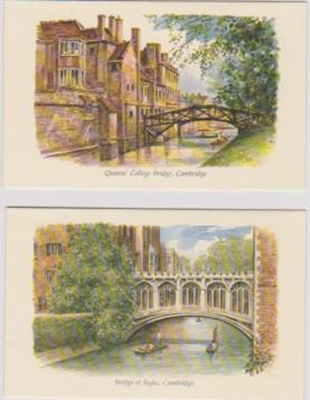 Two Way Notelets Stationery - Notelets - Two Views of Cambridge-unused-by Judges ...
